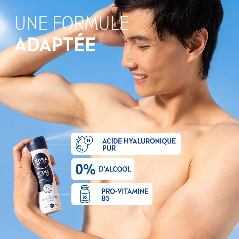 Pack de 2 - NIVEA MEN - Déodorant Spray Homme Anti-transpirant 72H Defend Derma Control Le spray de 200ml