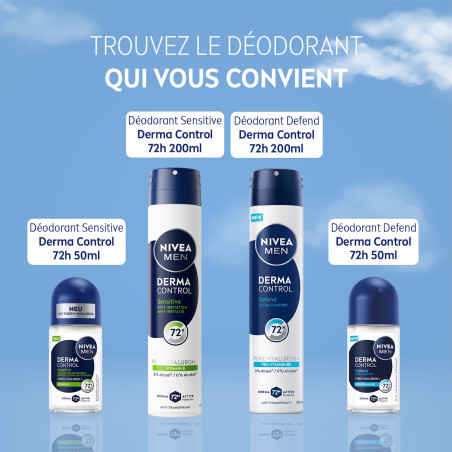 Pack de 2 - NIVEA MEN - Déodorant Spray Homme Anti-transpirant 72H Defend Derma Control Le spray de 200ml Pack de 2 - NIVEA MEN - Déodorant Spray Homme Anti-transpirant 72H Defend Derma Control Le spray de 200ml