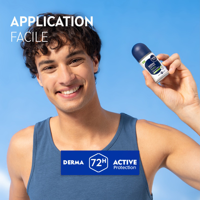 Pack de 2 - NIVEA MEN - Déodorant Bille Anti-transpirant 72H Derma Control Sensitive Le roll-on de 50ml