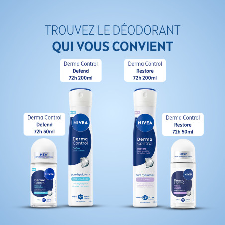 Pack de 2 - NIVEA - Déodorant Bille Anti-transpirant 72H Derma Control Restore  Le roll-on de 50ml Pack de 2 - NIVEA - Déodorant Bille Anti-transpirant 72H Derma Control Restore  Le roll-on de 50ml