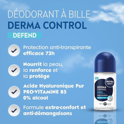 Pack de 2 - NIVEA MEN - Déodorant Bille Anti-transpirant 72H Derma Control Defend Le roll-on de 50ml 2