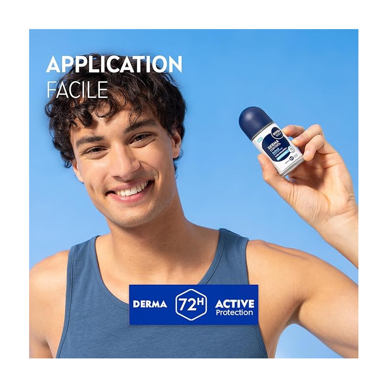 Pack de 2 - NIVEA MEN - Déodorant Bille Anti-transpirant 72H Derma Control Defend Le roll-on de 50ml