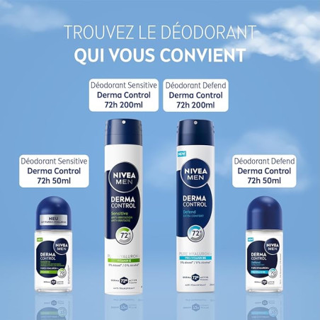Pack de 2 - NIVEA MEN - Déodorant Bille Anti-transpirant 72H Derma Control Defend Le roll-on de 50ml Pack de 2 - NIVEA MEN - Déodorant Bille Anti-transpirant 72H Derma Control Defend Le roll-on de 50ml