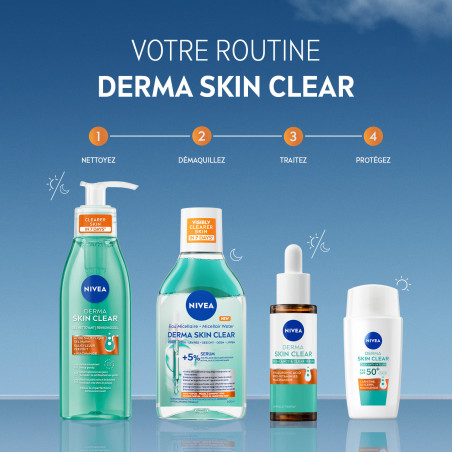 Pack de 2 - NIVEA - Soin Visage Fluide UV Derma Skin Clear FPS 50+ le flacon de 40ml Pack de 2 - NIVEA - Soin Visage Fluide UV Derma Skin Clear FPS 50+ le flacon de 40ml