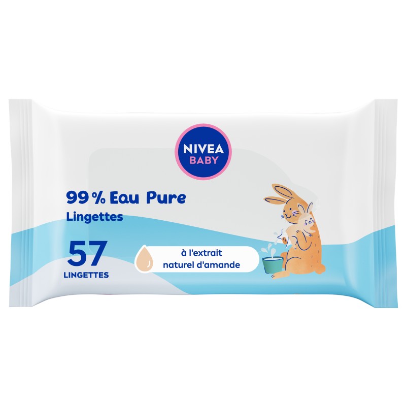 Lingettes nettoyantes bébé Pure Water NIVEA BABY 57 lingettes