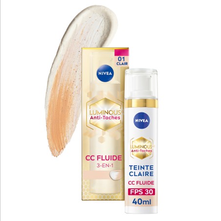 CC fluide crème visage anti-taches teinte Claire FPS30 LUMINOUS630 NIVEA 40ml