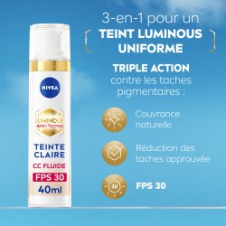 CC fluide crème visage anti-taches teinte Claire FPS30 LUMINOUS630 NIVEA 40ml 2
