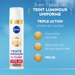 CC fluide crème visage anti-taches teinte Médium FPS30 LUMINOUS630 NIVEA 40ml 2