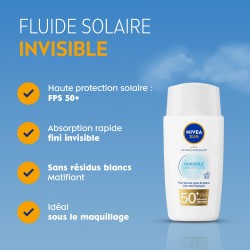Crème protection solaire visage Fluide FPS 50+ Daily Invisible NIVEA SUN 40ml 2