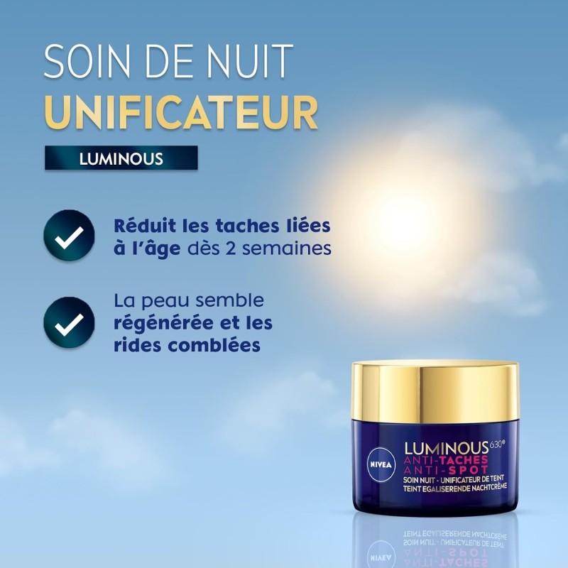 Soin de nuit unificateur de teint Visage Cou Décolleté NIVEA Anti-Taches CELLULAR LUMINOUS630 50ml