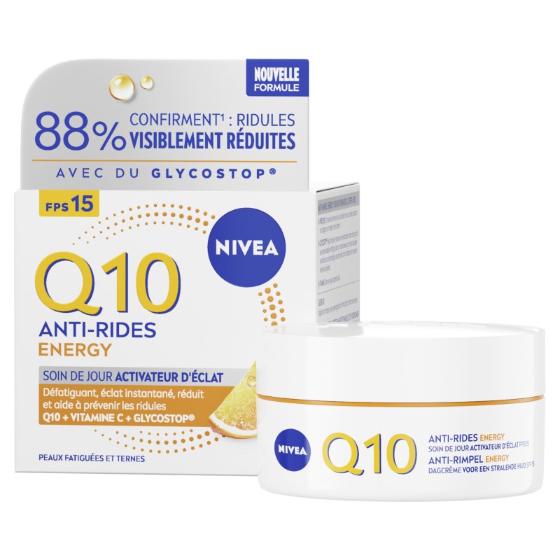 Crème visage jour anti-rides activateur d'éclat Q10 Energy FPS 15 NIVEA 50ml