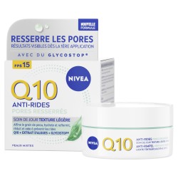 Crème visage jour anti-rides peaux mixtes Q10 pores resserrés FPS 15 NIVEA 50ml