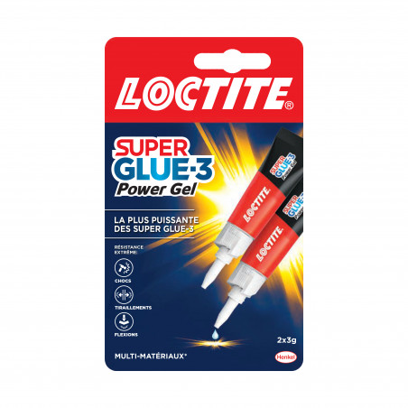 Loctite - Colles Cyanoacrylates Superglue-3 Power Gel Tube 3G Lot De 2 Blister Carton 12Uc