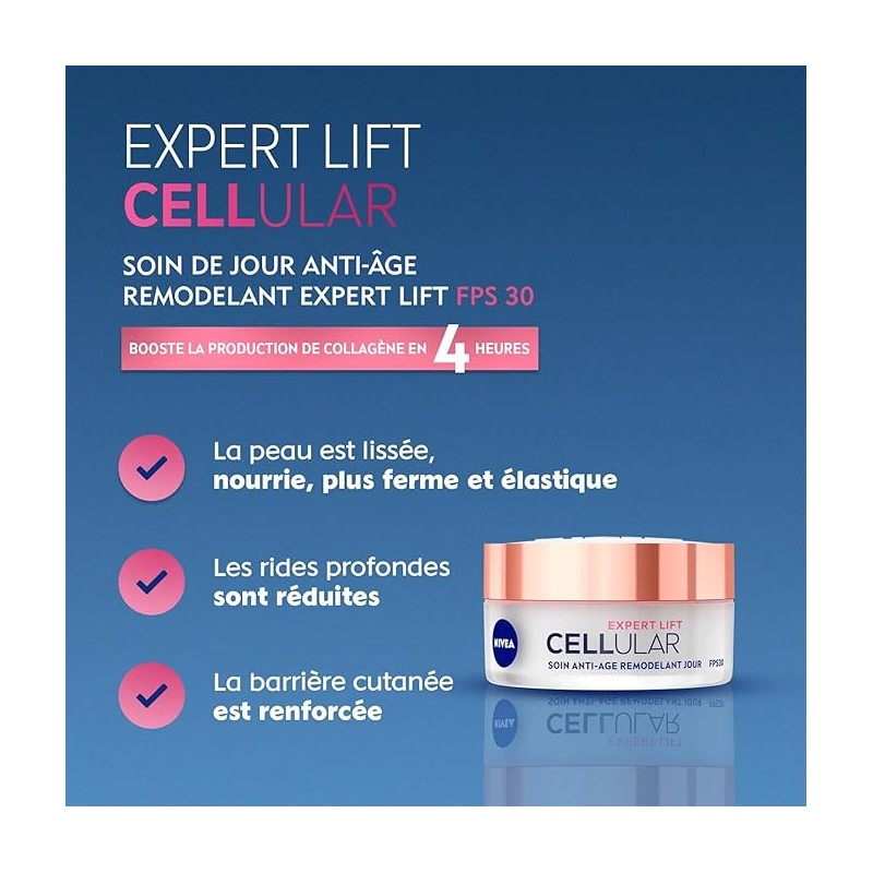 Crème visage anti-rides NIVEA Elasticité Acide Hyaluronique FPS30 Hyaluron Cellular Filler 50ml