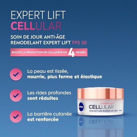 Crème visage anti-rides NIVEA Elasticité Acide Hyaluronique FPS30 Hyaluron Cellular Filler 50ml