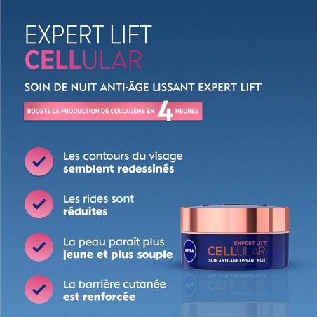 Crème anti-rides nuit NIVEA Elasticité Acide Hyaluronique Hyaluron Cellular Filler 50ml