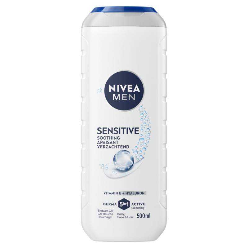 Gel Douche Homme Peaux sensibles 3 en 1 Sensitive NIVEA MEN 500ml