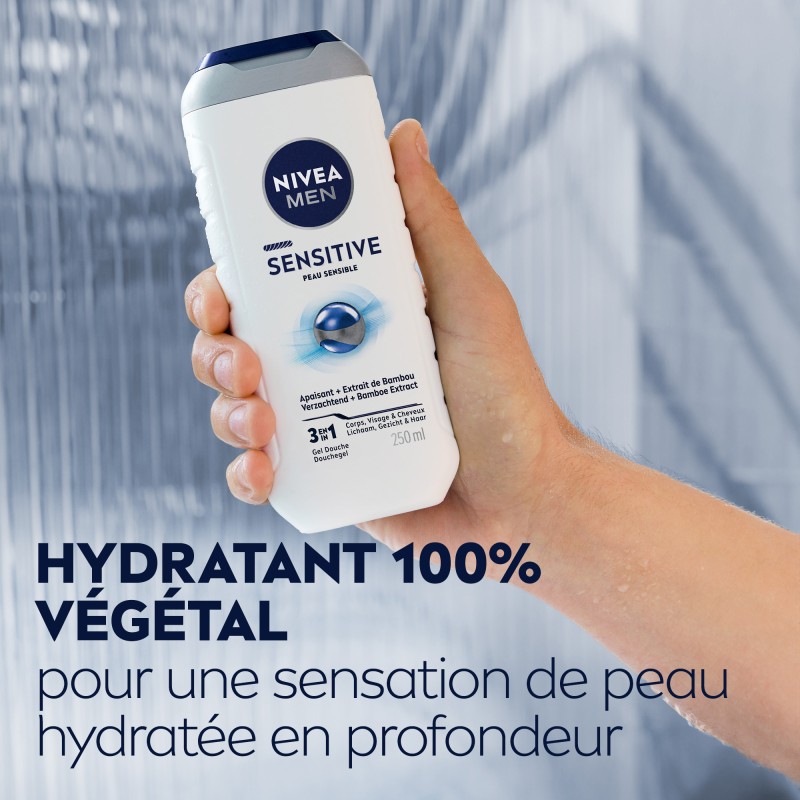 Gel douche 3en1 peau sensible NIVEA MEN Sensitive 500ml