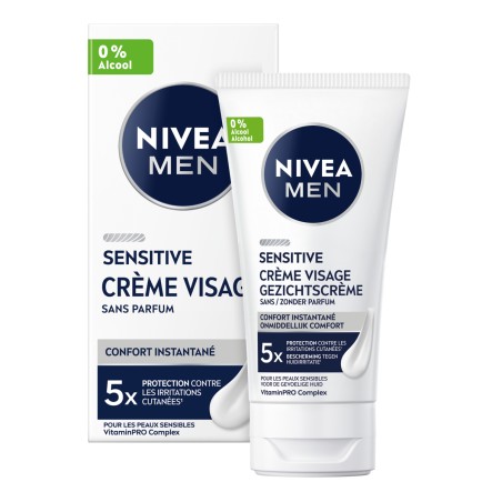 Crème Visage Homme Peau Sensible 0% alcool NIVEA MEN 75ml