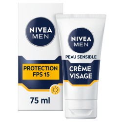 Crème visage hydratante et protection solaire Homme Peau Sensible SPF15 NIVEA MEN 75ml