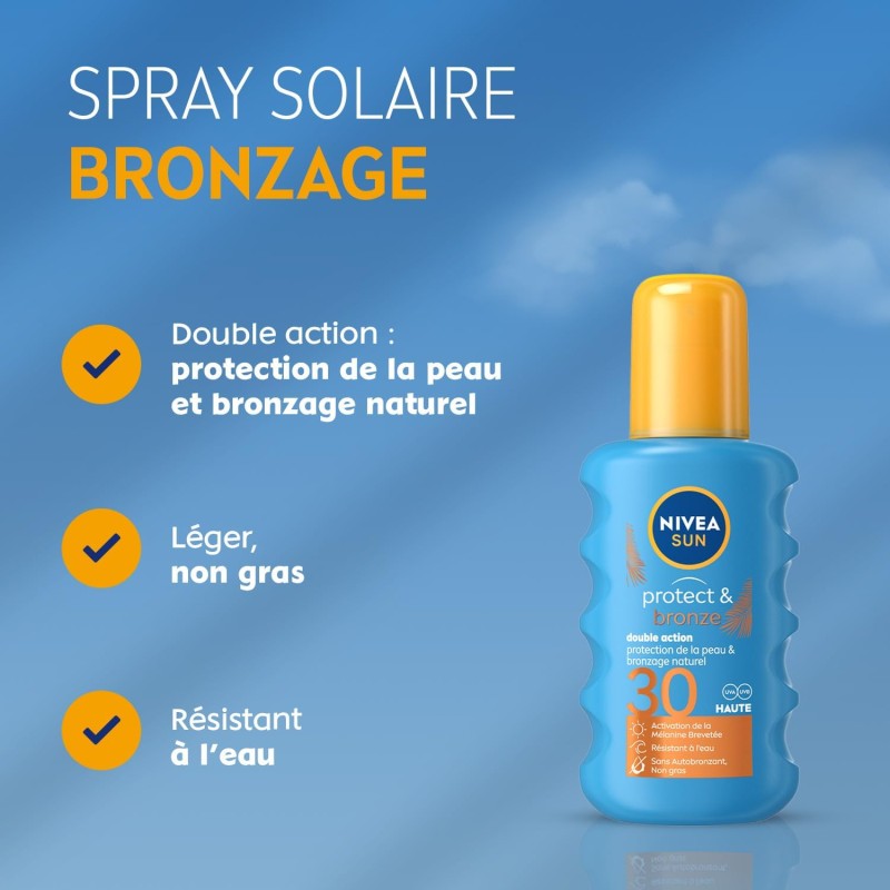 Protection solaire spray NIVEA FPS 30 Protect & Bronze 200ml
