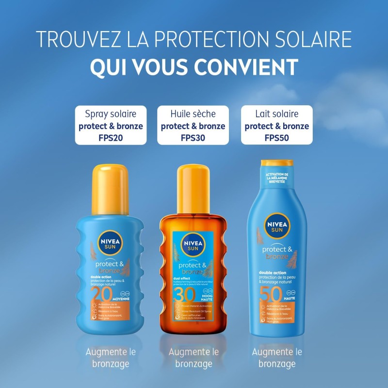 Protection solaire spray NIVEA FPS 30 Protect & Bronze 200ml