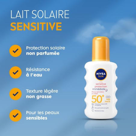 Protection solaire spray NIVEA FPS 50+ Protect&Sensitive 200ml