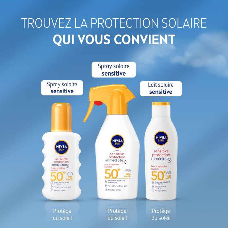 Protection solaire spray NIVEA FPS 50+ Protect&Sensitive 200ml