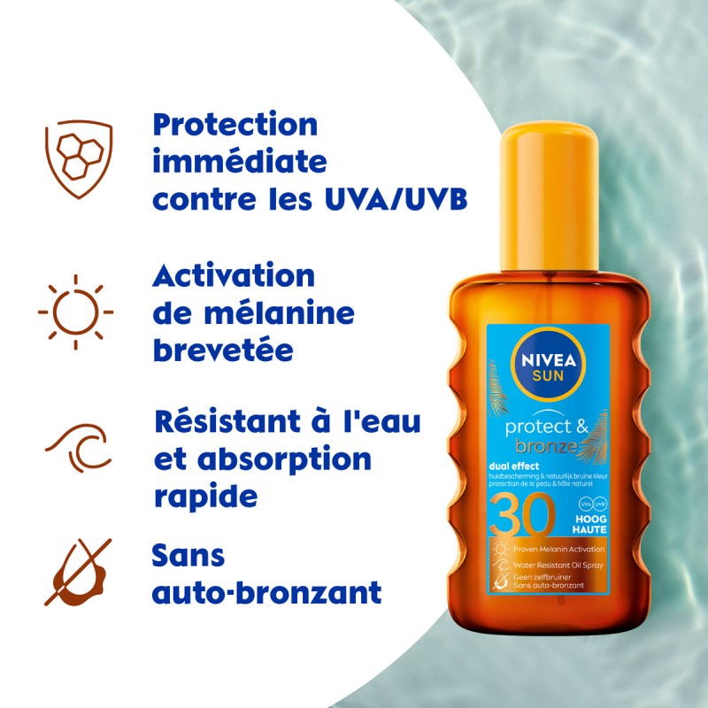 Protection solaire Spray Huile Sèche NIVEA SUN FPS 30 PROTECT & BRONZE 200ml