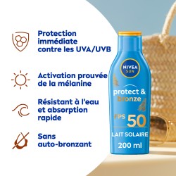 Lait Protection Solaire Activateur de bronzage PROTECT & BRONZE FPS50 NIVEA SUN 200ml 2