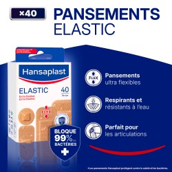 Lot de 3 boîtes de 40 Pansements Elastic Prédécoupés Extra-Flexibles HANSAPLAST 2