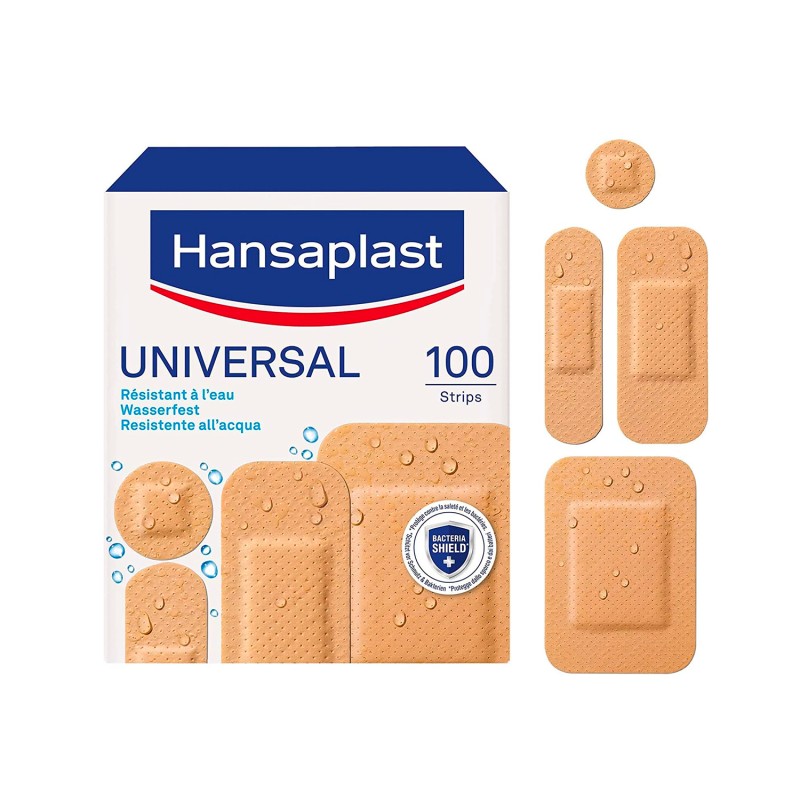 Lot de 3 boîtes de 100 Pansements Prédécoupés Couleur Chair HANSAPLAST UNIVERSAL