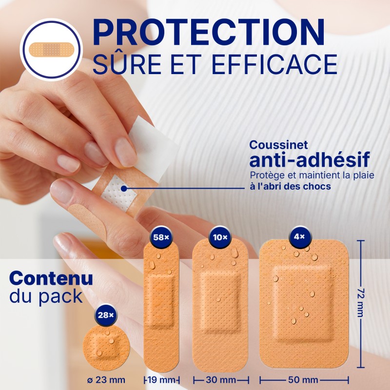 Lot de 3 boîtes de 100 Pansements Prédécoupés Couleur Chair HANSAPLAST UNIVERSAL