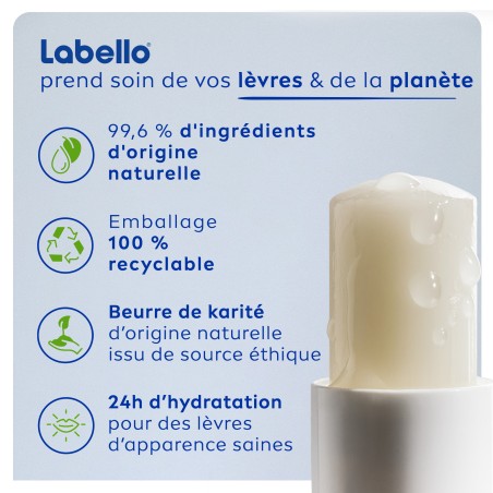 Lot de 3 Baume soin des lèvres stick hydratant Original LABELLO 2×4,8g