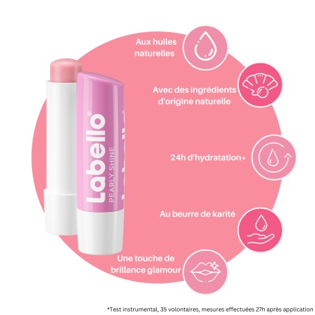 Lot de 3 Baume soin des lèvres stick rose perlée brillant LABELLO 4,8g