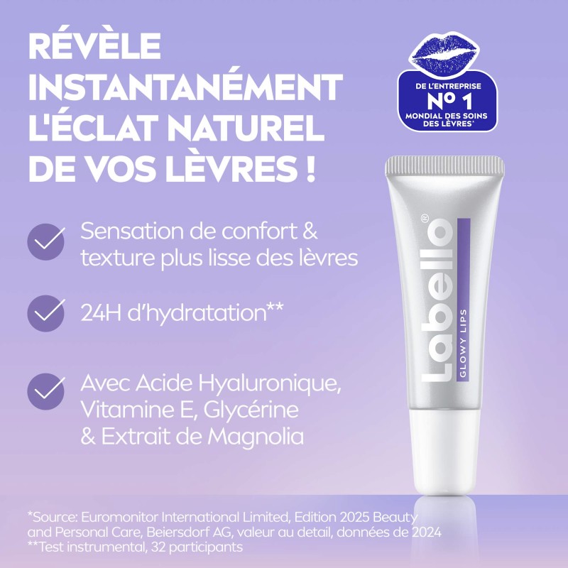 Lot de 3 Baume soin des lèvres Tube Hyaluron Glow LABELLO 10ml