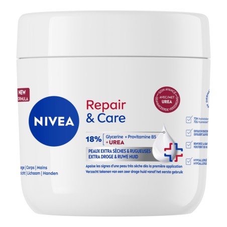 Lot de 3 Crème Hydratante Visage Corps Mains Repair & Care Peaux Extra sèches et rugueuses NIVEA 400ml