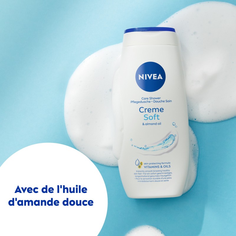 Lot de 3 Gel douche crème Adoucissante Creme Soft Huile d'amande NIVEA 250ml