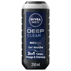 Lot de 3 Gel Douche Homme 3 en 1 Deep NIVEA MEN 250ml