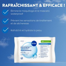 Lot de 2 Lingettes Démaquillantes Fraîcheur Visage Efficacité Waterproof NIVEA 20 pièces 2