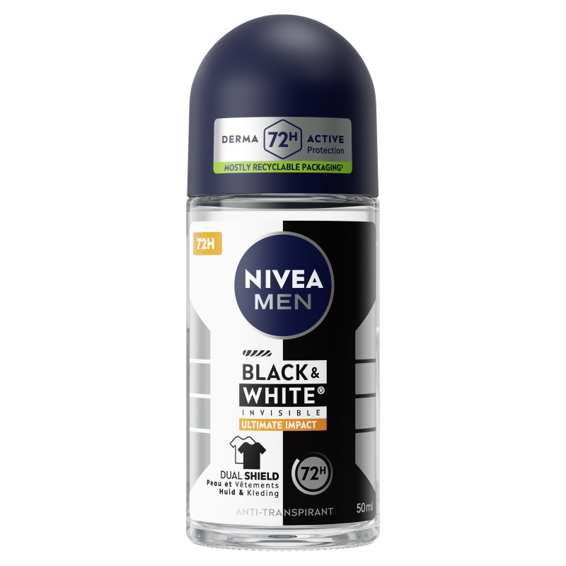 Lot de 3 Déodorant Bille Homme Black & White 72H Ultimate Impact NIVEA MEN 50ml