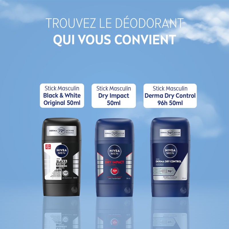 Lot de 3 Déodorant Stick Anti-transpirant 72H Dry Impact NIVEA MEN 50ml