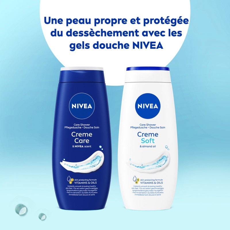 Lot de 3 Gel douche crème soin Creme care Vitamines et huiles NIVEA 250ml