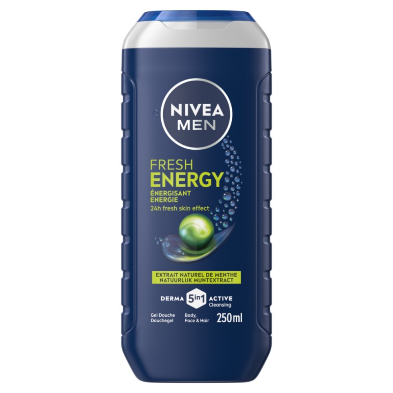 Lot de 3 Gel douche Homme Energisant Energy Extrait de Menthe NIVEA MEN 250ml
