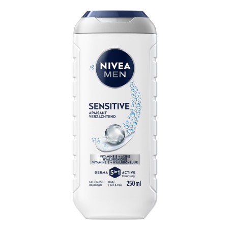 Lot de 3 Gel Douche Homme SENSITIVE Peau sensible 3 en 1 NIVEA MEN 250ml