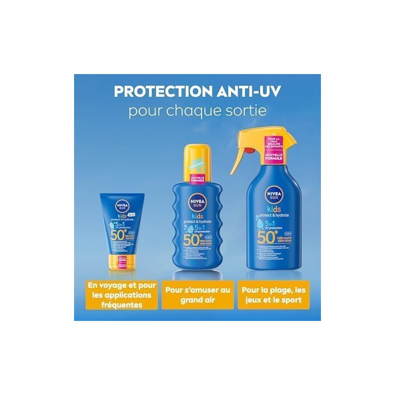 Lot de 2 Crème Solaire Pistolet FPS 50+ Enfants Protect & Hydrate NIVEA SUN 250ml