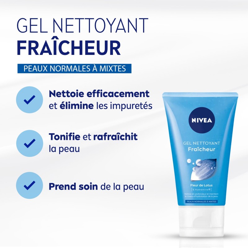 LOT TOILETTE FRAICHEUR NIVEA : 6 Patchs Ultra Purifiants  + Gel Nettoyant Visage  150ml + Lingettes Démaquillantes 20 pièces