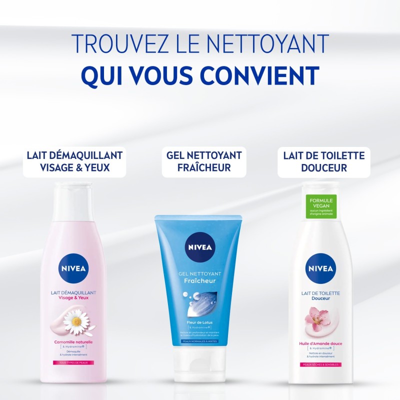 LOT TOILETTE FRAICHEUR NIVEA : 6 Patchs Ultra Purifiants  + Gel Nettoyant Visage  150ml + Lingettes Démaquillantes 20 pièces