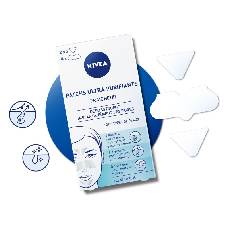 LOT TOILETTE FRAICHEUR NIVEA : 6 Patchs Ultra Purifiants  + Gel Nettoyant Visage  150ml + Lingettes Démaquillantes 20 pièces