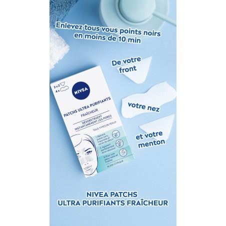 LOT TOILETTE FRAICHEUR NIVEA : 6 Patchs Ultra Purifiants  + Gel Nettoyant Visage  150ml + Lingettes Démaquillantes 20 pièces